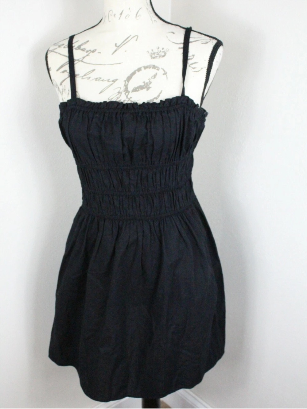 wild fable Black Smocked Mini Dress with Thin Straps